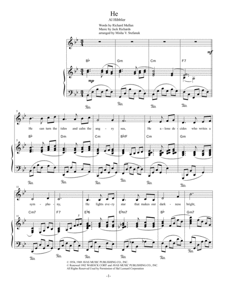 He Vocal Solo With Piano Sheet Music