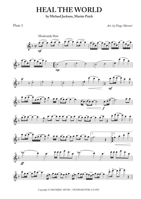 Heal The World For Flute Quartet Sheet Music