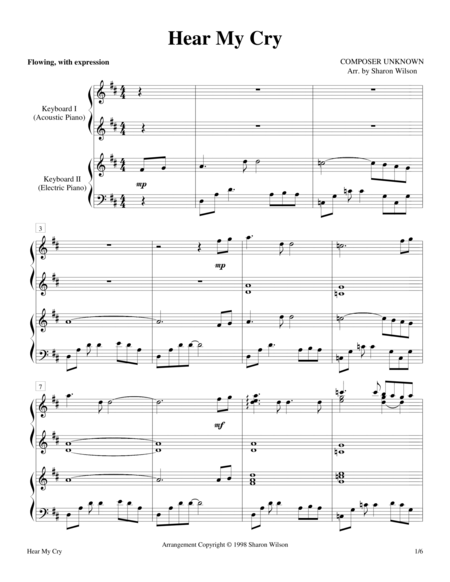 Hear My Cry Keyboard Duet 2 Pianos 4 Hands Sheet Music