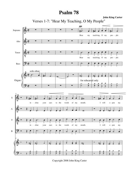 Free Sheet Music Hear My Teaching O My People Psalm 78 1 7