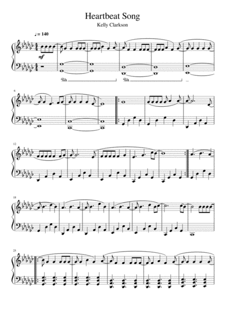 Heartbeat Song Kelly Clarkson Piano Solo Sheet Music