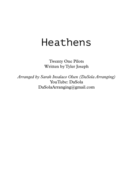 Heathens By Twenty One Pilots String Quartet Arranged By Dasola Sheet Music