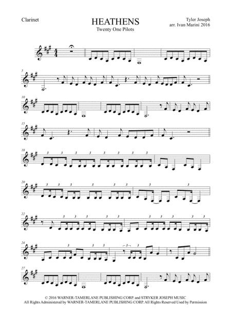 Free Sheet Music Heathens For Clarinet