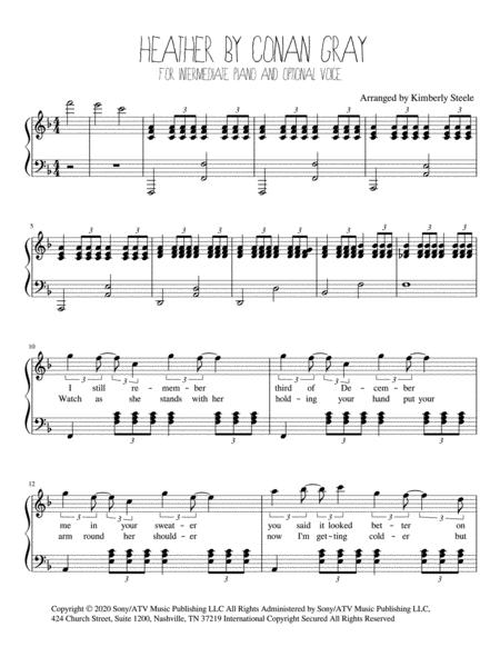 Free Sheet Music Heather By Conan Gray For Intermediate Piano And Optional Voice