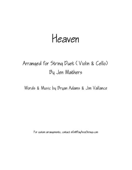 Heaven Violin Cello Duet Sheet Music