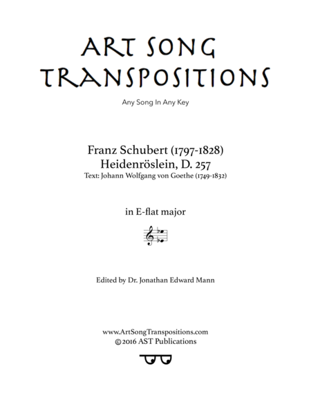 Free Sheet Music Heidenrslein D 257 E Flat Major