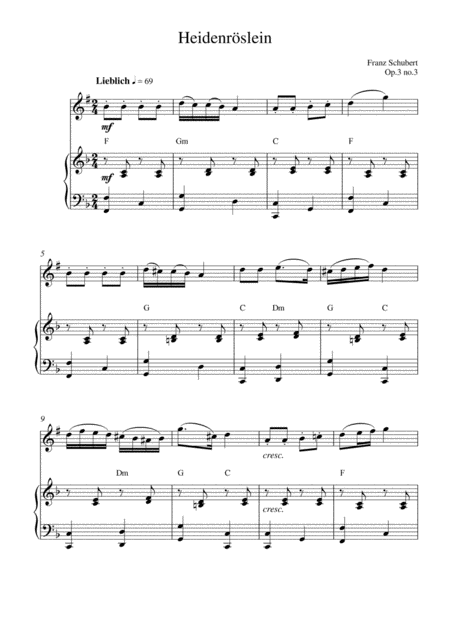 Free Sheet Music Heidenrslein Op 3 No 3