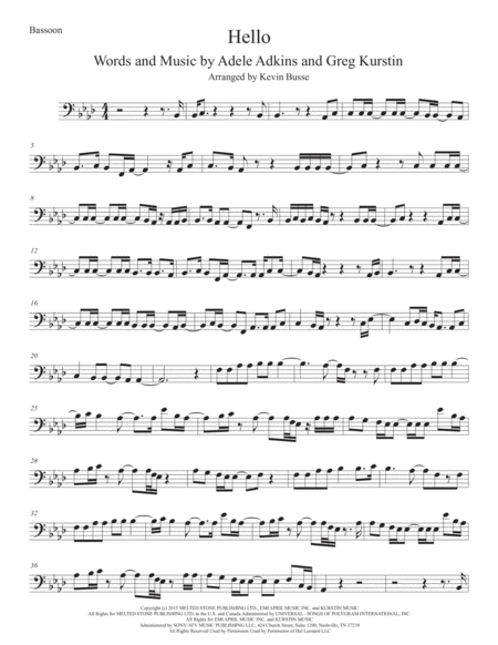 Free Sheet Music Hello Bassoon Original Key