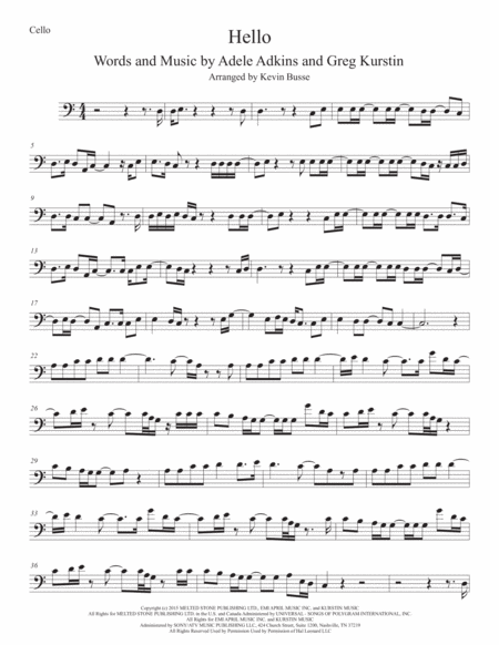 Hello Cello Easy Key Of C Sheet Music