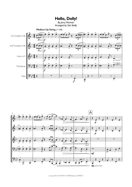 Free Sheet Music Hello Dolly For Brass Quintet