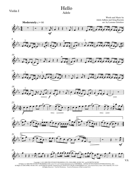 Free Sheet Music Hello String Quartet