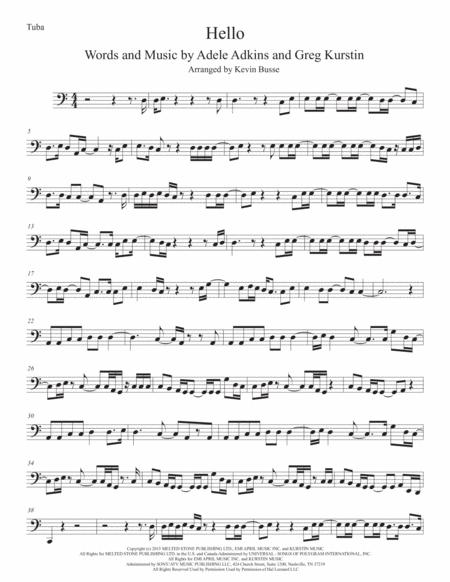 Free Sheet Music Hello Tuba Easy Key Of C