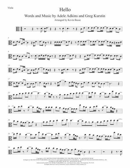 Hello Viola Easy Key Of C Sheet Music