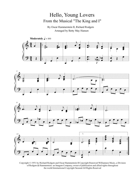 Hello Young Lovers Sheet Music