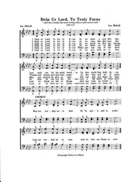 Free Sheet Music Help Us Lord To Truly Focus