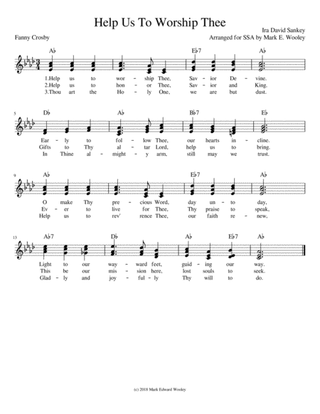 Free Sheet Music Help Us To Worship Thee