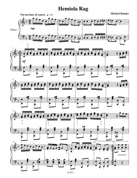 Free Sheet Music Hemiola Rag From New Ragtime Piano Music