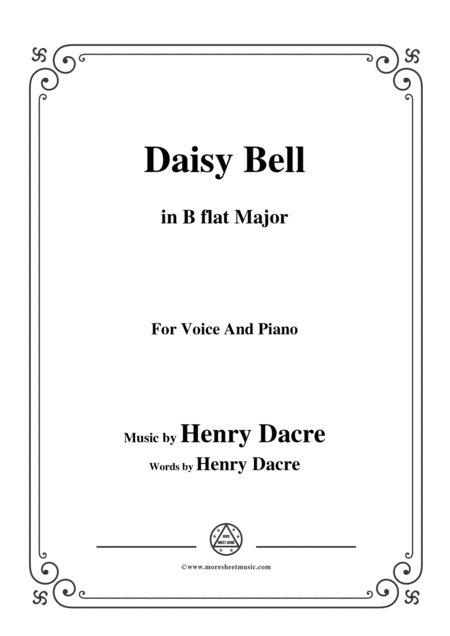 Free Sheet Music Henry Dacre Daisy Bell In B Flat Major For Voice And Piano