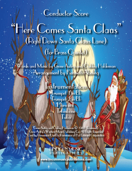 Free Sheet Music Here Comes Santa Claus For Brass Quintet