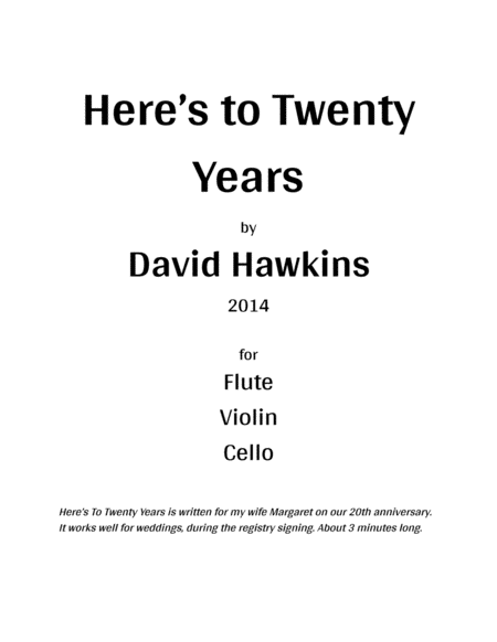 Heres To Twenty Years Sheet Music