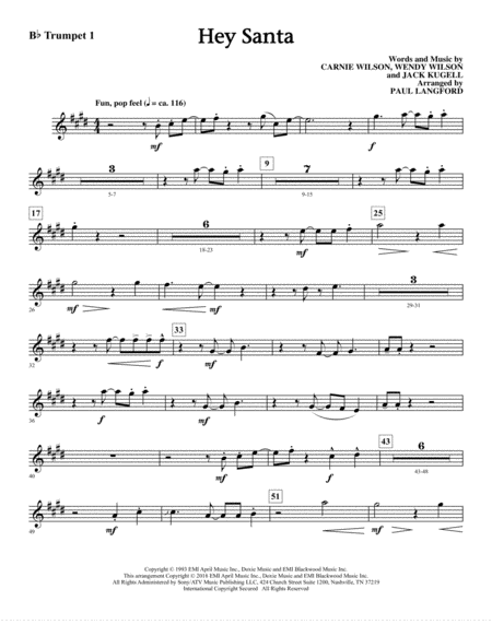 Hey Santa Arr Paul Langford Bb Trumpet 1 Sheet Music