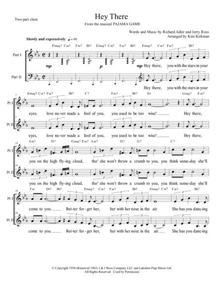 Free Sheet Music Hey There From Pajama Game Arranged For Two Part Choir