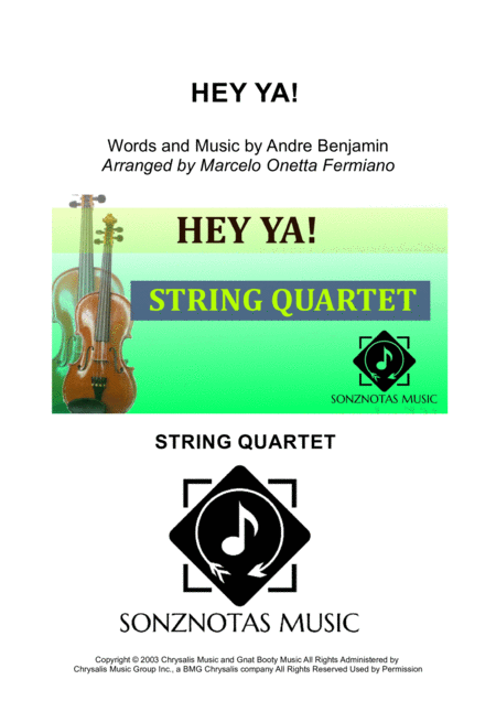 Free Sheet Music Hey Ya Outkast Sheet Music For String Quartet Score And Parts