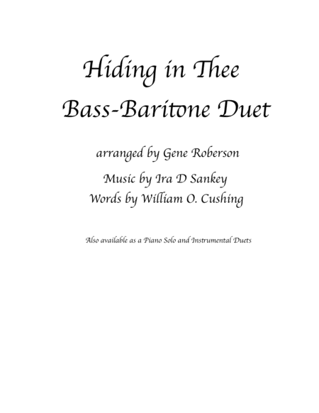 Free Sheet Music Hiding In Thee Mens Duet