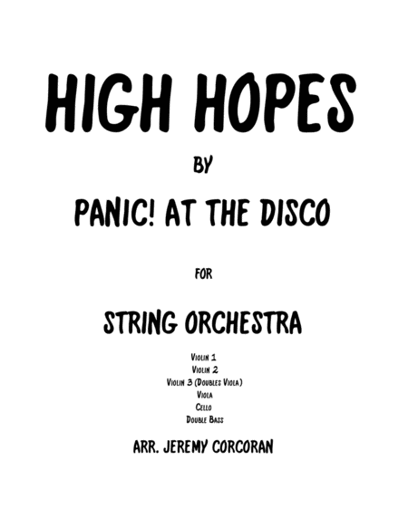 High Hopes By Panic At The Disco For String Quintet Orchestra Sheet Music