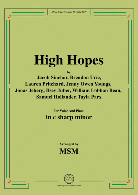 Free Sheet Music High Hopes In C Sharp Minor For Voice And Piano