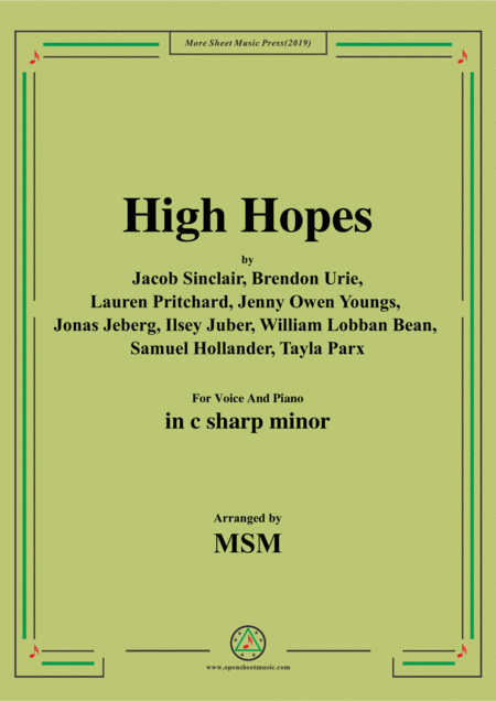 High Hopes In C Sharp Minor For Voice And Piano Sheet Music