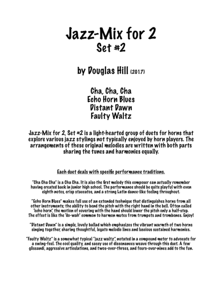 Hill Douglas Jazz Mix For 2 Set 2 Sheet Music