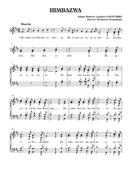 Free Sheet Music Himbazwa Mubyeyi Mwiza