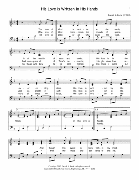 His Love Is Written In His Hands Sheet Music
