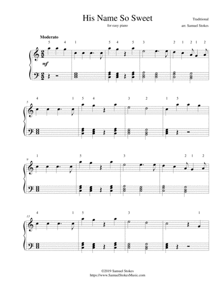 Free Sheet Music His Name So Sweet For Easy Piano