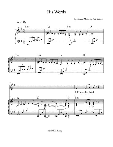 Free Sheet Music His Words Music For Worship Band By Ken Young