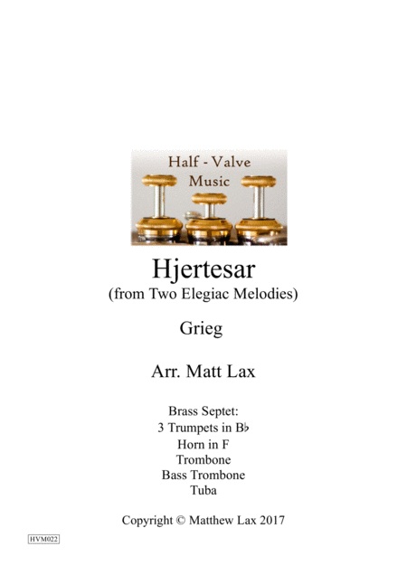 Hjertesar From Two Elegiac Melodies Brass Septet Sheet Music