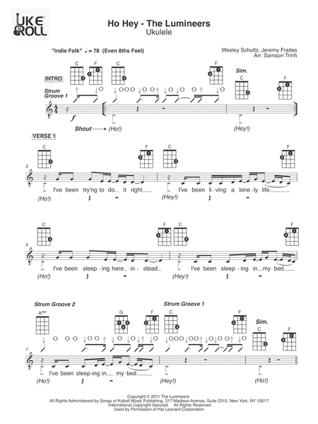 Ho Hey Ukulele Sheet Music