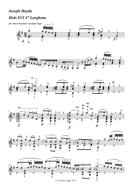 Free Sheet Music Hob Xvi 47 Larghetto