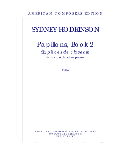 Free Sheet Music Hodkinson Papillons Book 2