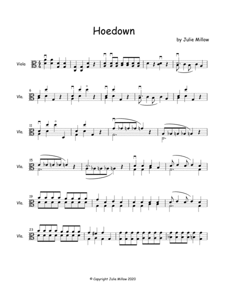 Free Sheet Music Hoedown For Solo Viola