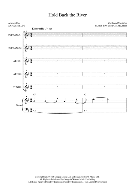 Free Sheet Music Hold Back The River Ssaat Choir With Piano