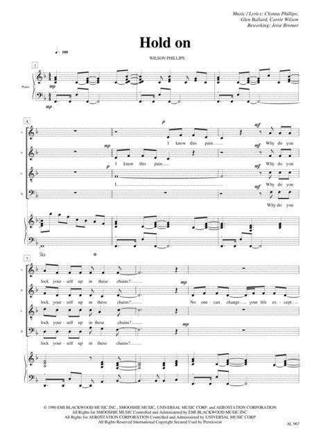 Free Sheet Music Hold On Satb Piano