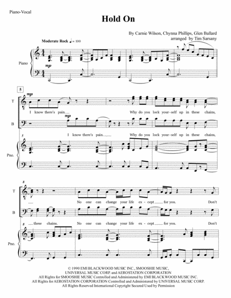 Free Sheet Music Hold On
