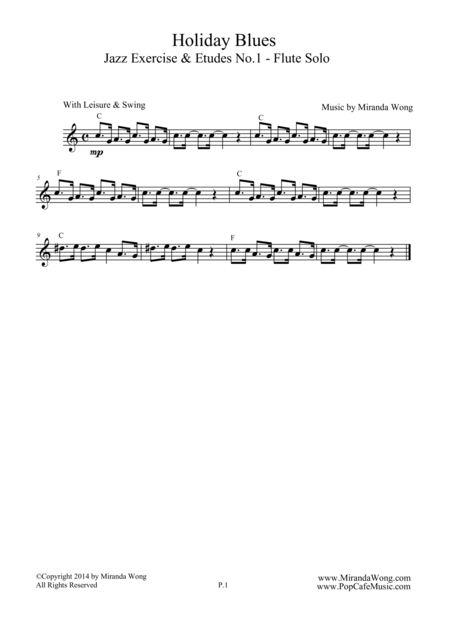 Free Sheet Music Holiday Blues Swing Tunes For Jazz Flute