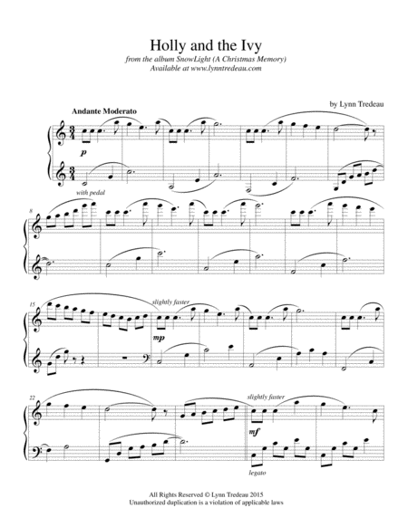 Free Sheet Music Holly And The Ivy