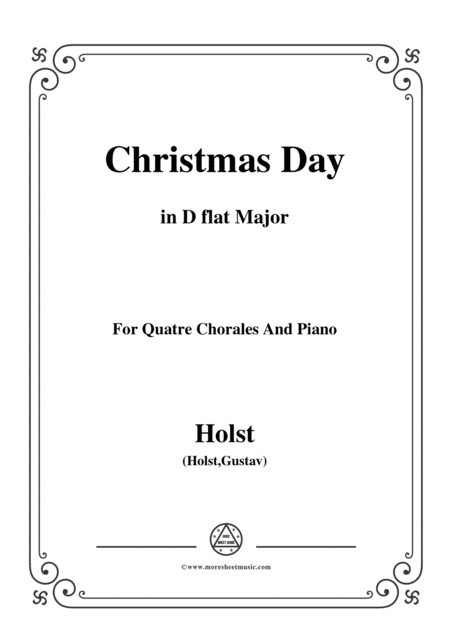Free Sheet Music Holst Christmas Day In D Flat Major For Quatre Chorales