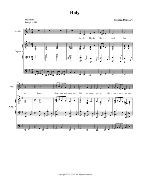 Holy From Mass Of Divine Mercy Sheet Music