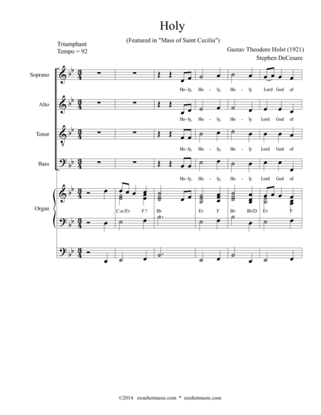 Free Sheet Music Holy From Mass Of Saint Cecilia