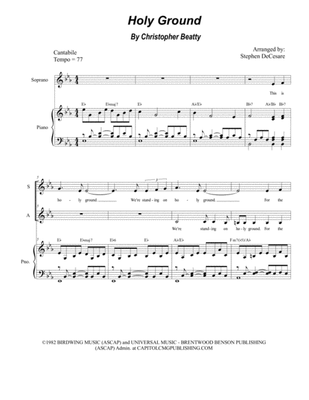 Holy Ground Duet For Soprano And Alto Solo Sheet Music